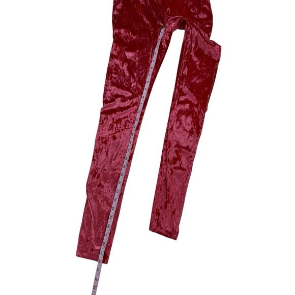 NEW Fabletics Crushed Velour Crossover Waist Leggings Size Small Red Athletic - Picture 12 of 13
